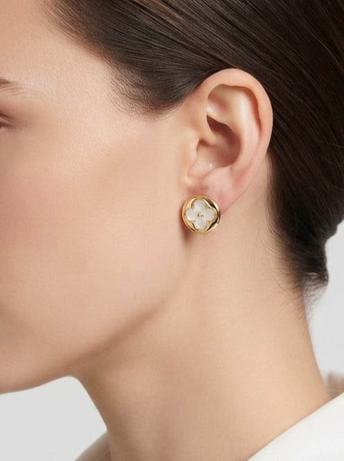 White MOP and gold studs