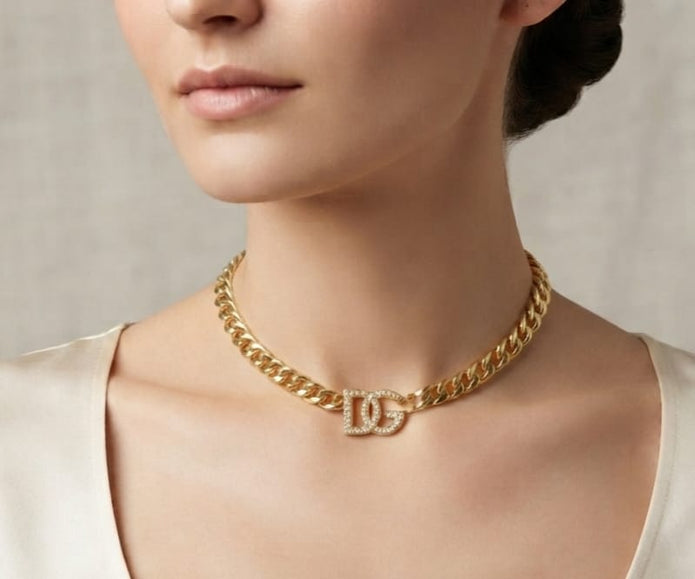 Alphabet D link chain necklace