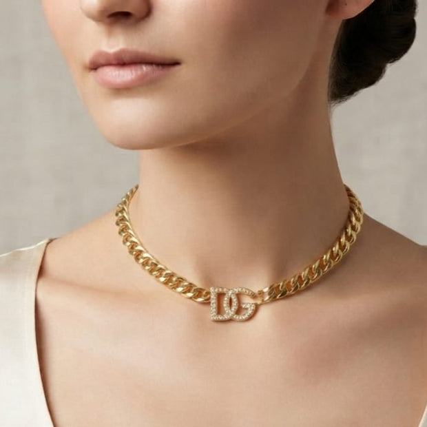 Alphabet D link chain necklace