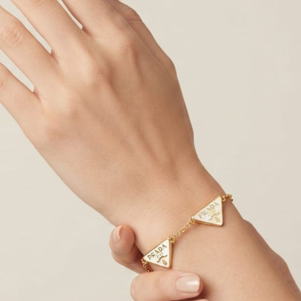 Alphabet P white enamel bracelet