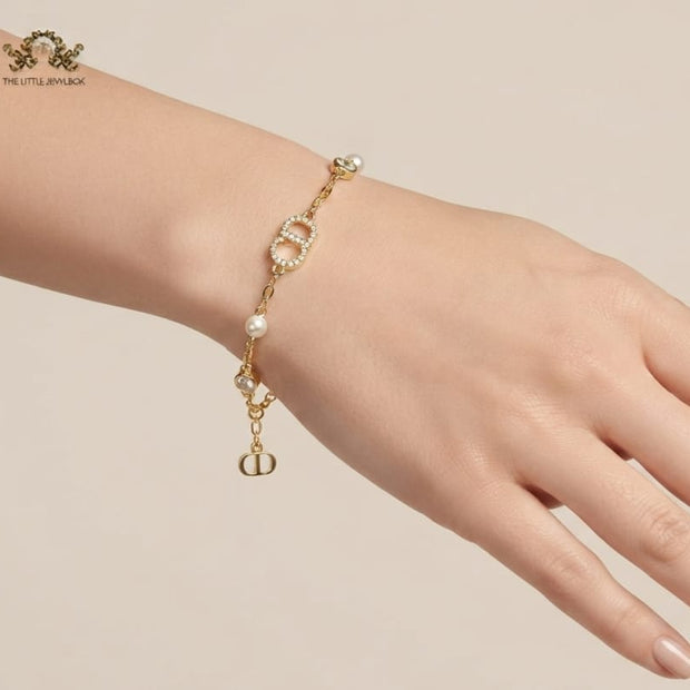 Alphabet CD bracelet with CZ stones