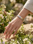 platinum plated bracelet with dual Line Screw and CZ