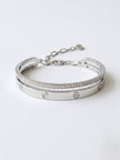 platinum plated bracelet with dual Line Screw and CZ