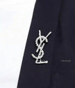 Alphabet Y S and L brooch in glossy platinum finish