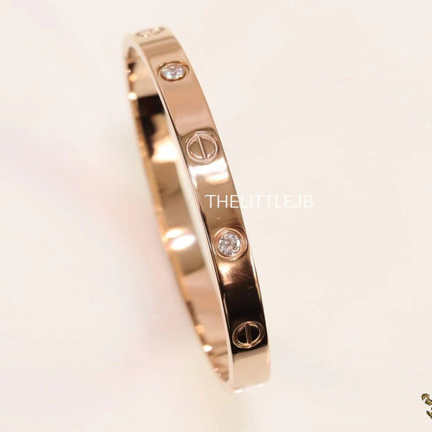 Men's Rose gold Screw and diamond oval shaped openable bracelets