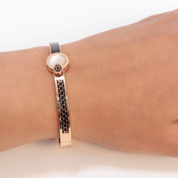 Half textured rose gold & black band
