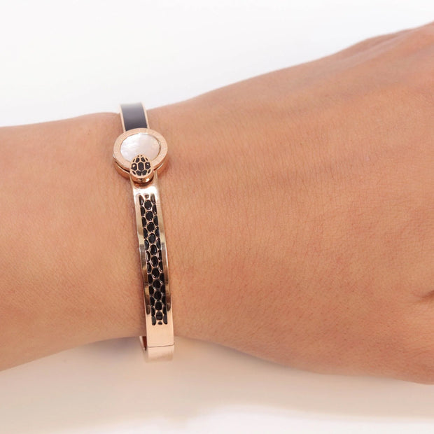 Half textured rose gold & black band