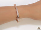 Rose Gold plated openable bracelet studded with cz
