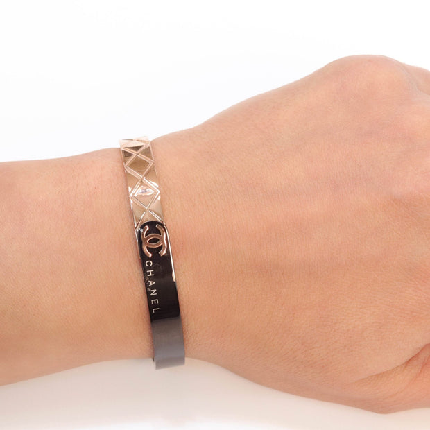 Half n Half rose gold black cross band style bracelet