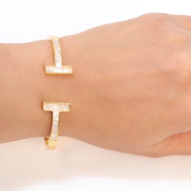 Classic gold and white band bracelet