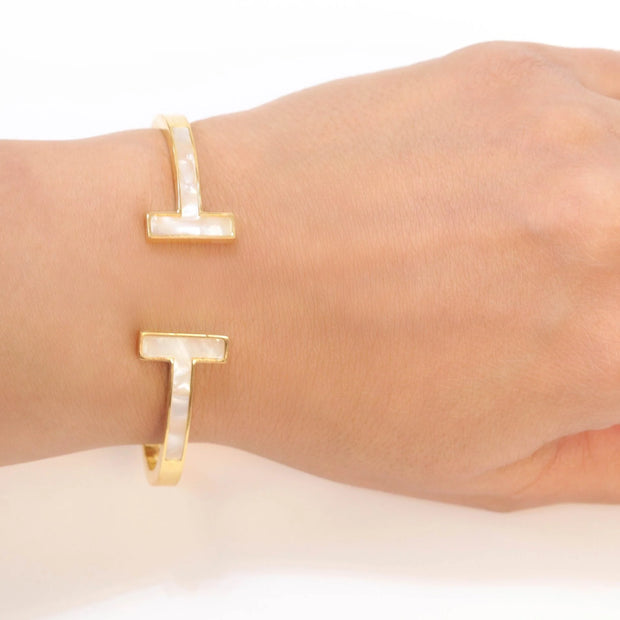 Classic gold and white band bracelet