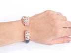 Panther face rose gold and black bracelet