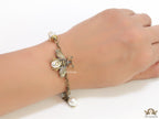 Antique gold plated honey bee chain bracelet with pearls