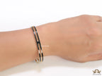 Gold plated two layer solid black bracelet