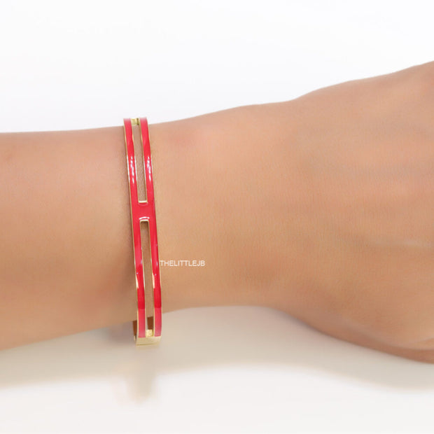 Gold plated two layer solid red bracelet