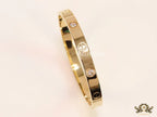 Men's gold Screw and diamond oval shaped openable bracelets