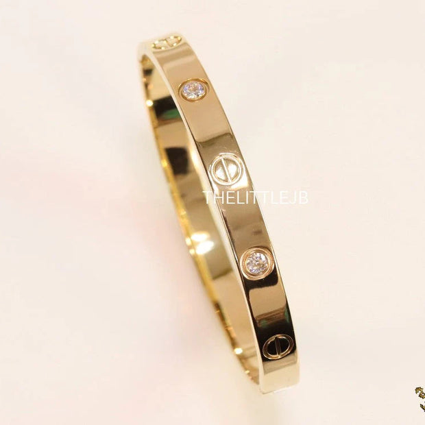 Men's gold Screw and diamond oval shaped openable bracelets