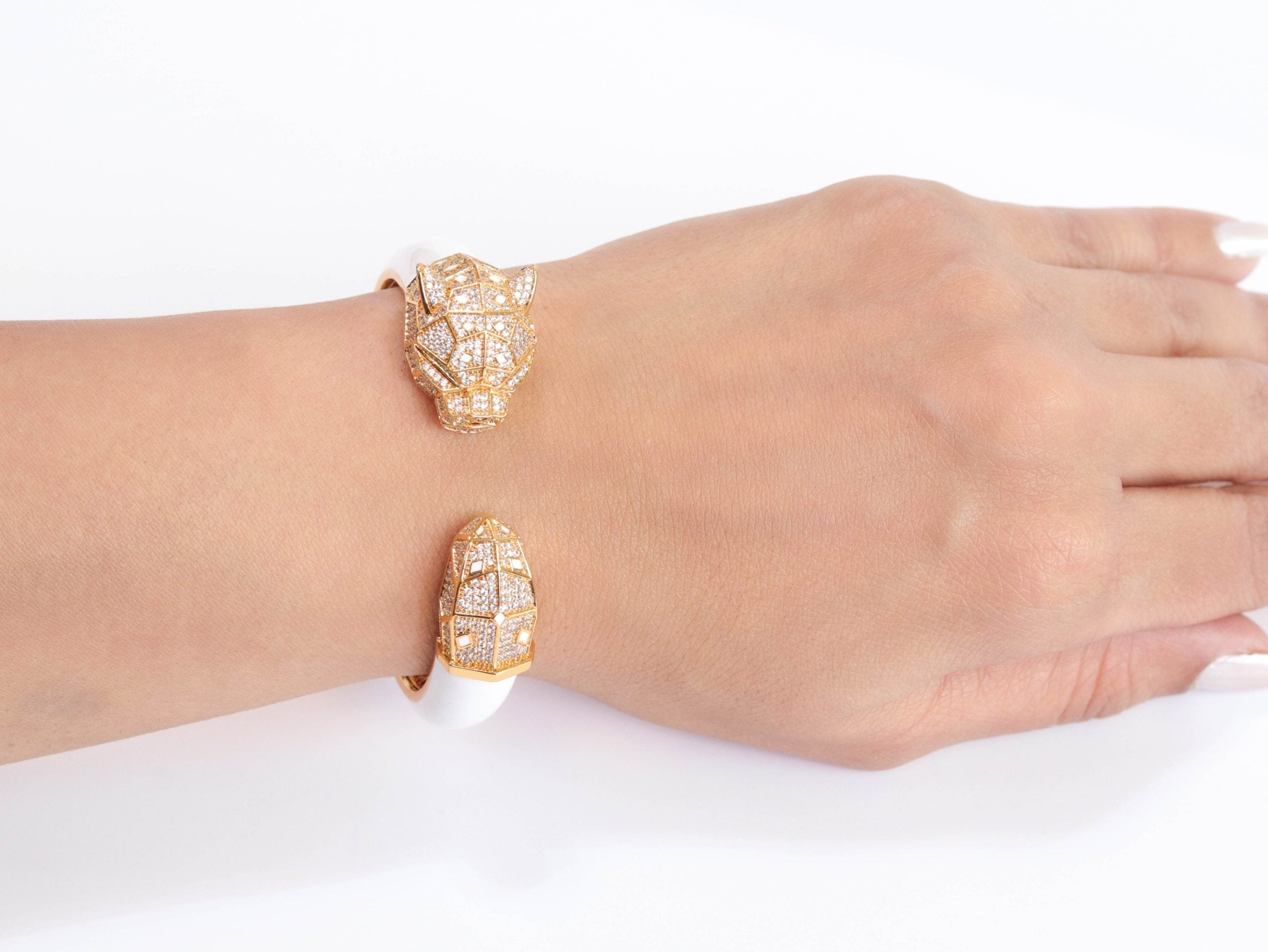 Panther face  gold and white bracelet