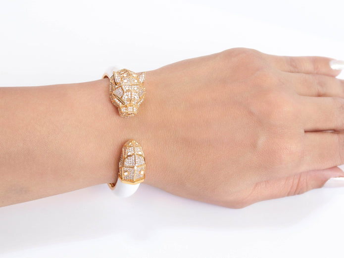 Panther face  gold and white bracelet