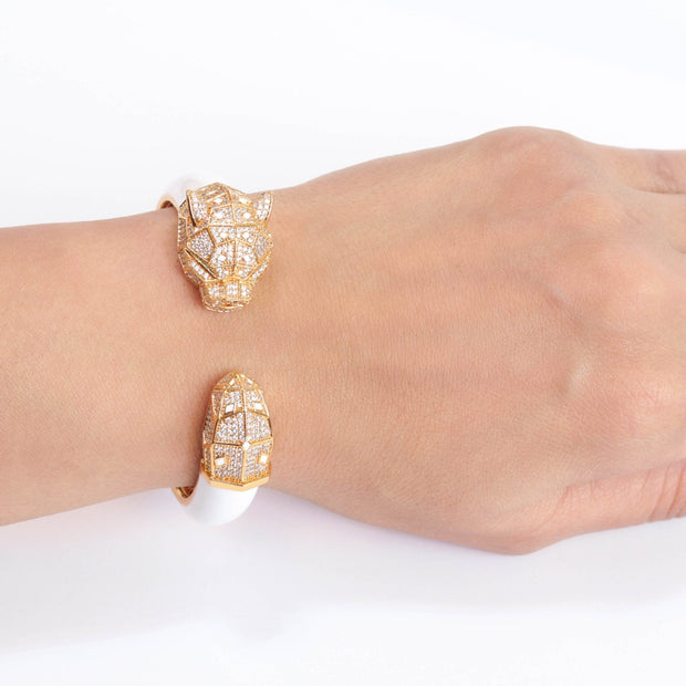 Panther face  gold and white bracelet