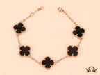 Rose gold plated chain bracelet with black clover
