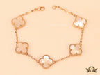 Rose gold plated chain bracelet with mother of pearl clover