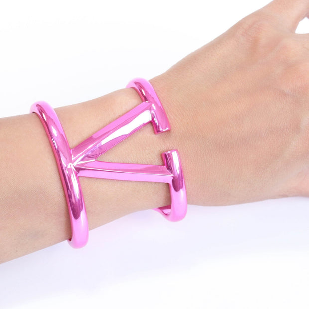 Pink chrome broad bracelet