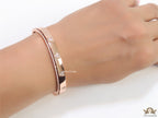Rose gold bracelet with cz hearts and single line cz