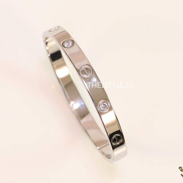 Men's platinum Screw and diamond oval shaped openable bracelets