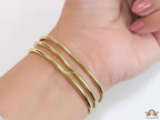 Alphabet CD antique golden triple bracelet with cz