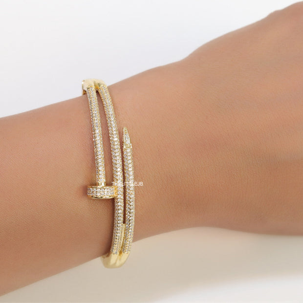 Gold plated layered nail bracelet