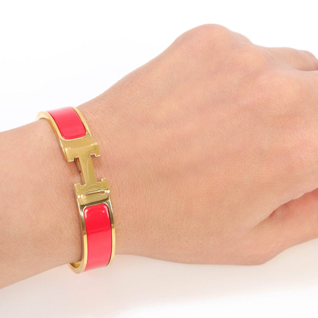 Alphabet H red 12 mm bracelet in gold