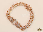 Men's Rose Gold plated cuban chain bracelet with cz panther motif