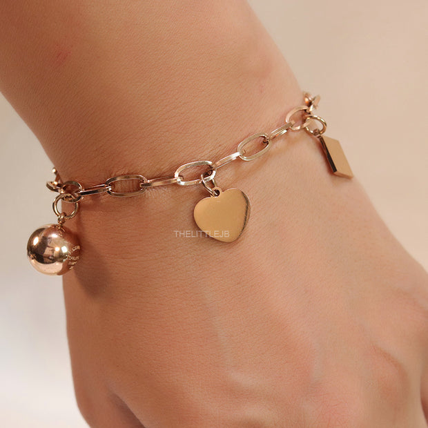 Rose Gold Plated Link Chain Bracelet with Alphabet — Tiff & Co Style