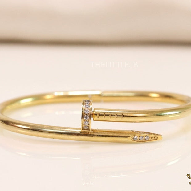 Gold plated nail bracelet with cz