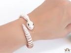 snake open bracelet in white enamel and rose golden finish