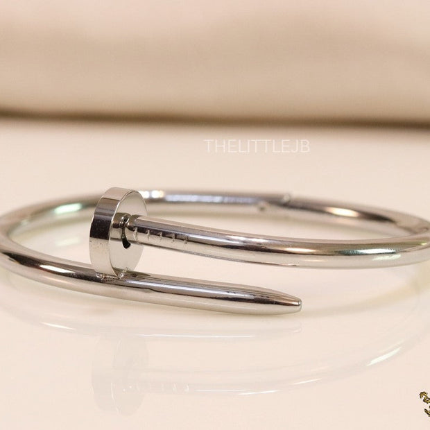Platinum plated nail bracelet