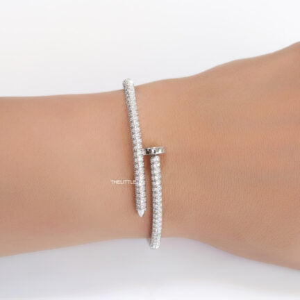 Platinum plated cz nail bracelet