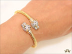 Gold plated cz panther open bracelet