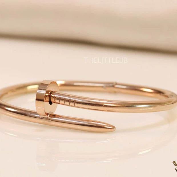 Rose gold plated nail bracelet for women