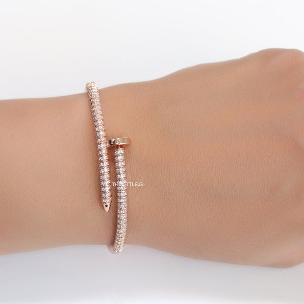 Rose gold plated cz nail bracelet