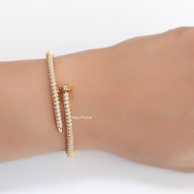 Gold plated cz nail bracelet