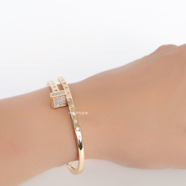 Golden cz bracelet with cz head