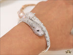 Platinum plated cz twin panther bracelet