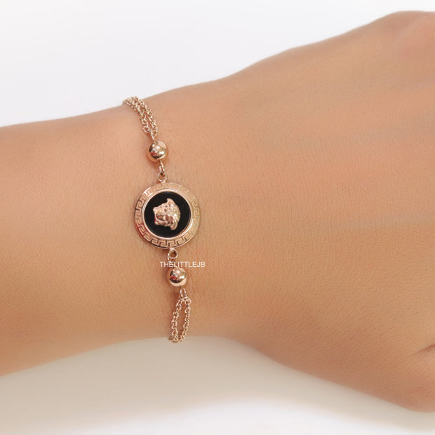 Double chain Medusa bracelet in rose gold