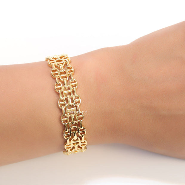 Gold plated bracelet band with link chain pattern