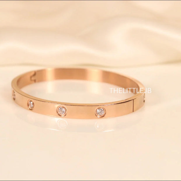 Rose gold Plated love bracelet with zircons