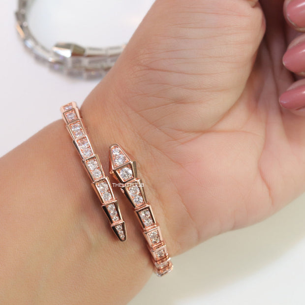 Rose gold cz serpent bracelet
