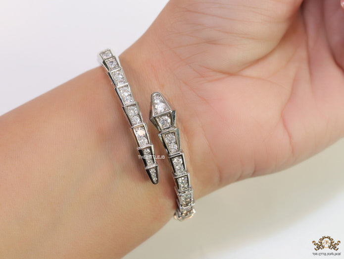 Platinum plated cz snake bracelet