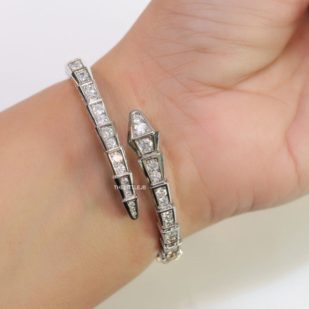 Platinum plated cz snake bracelet